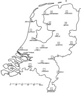 1949 - Kaartje met basisstation locaties